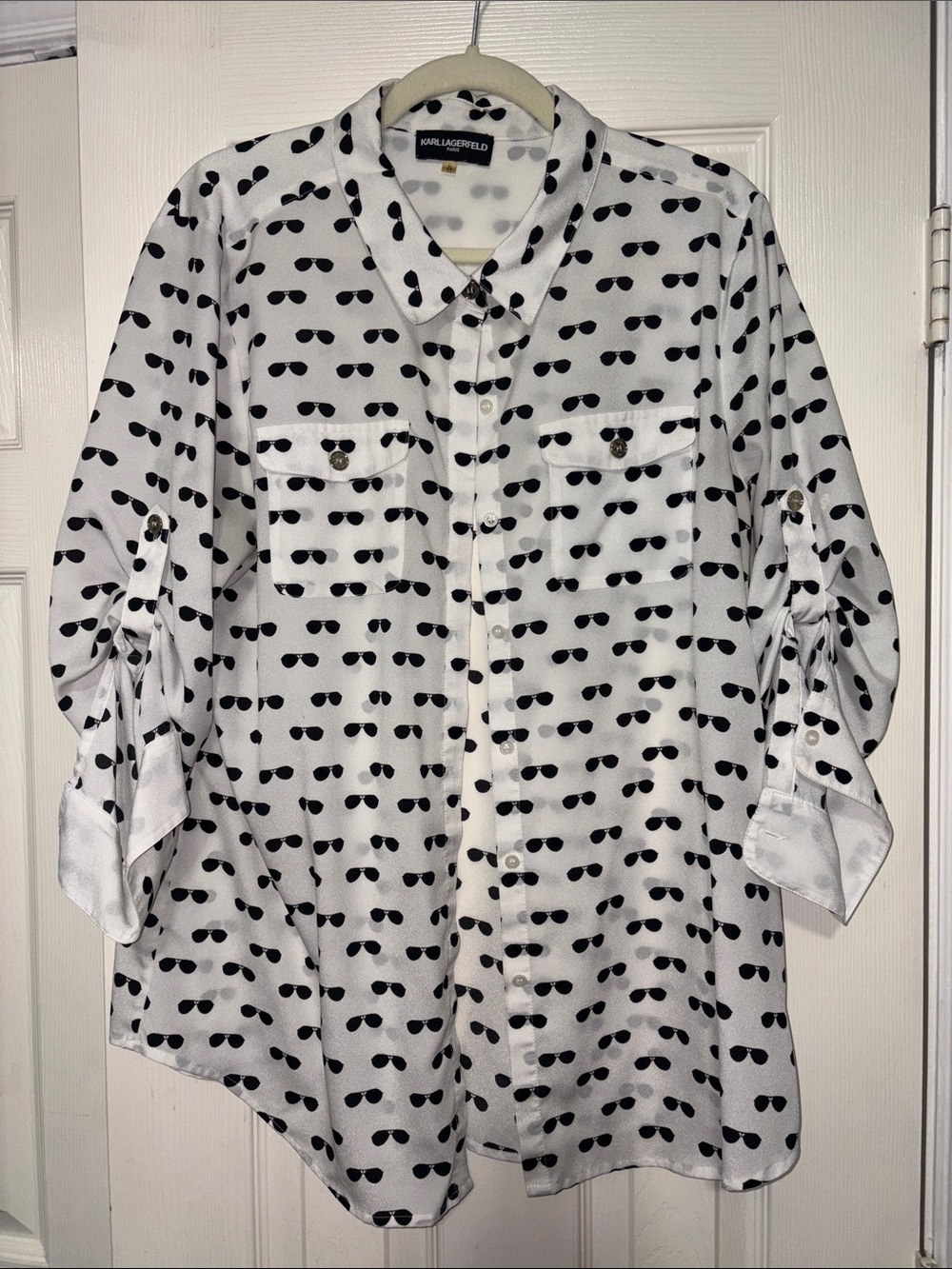 Karl Lagerfeld White Shirt with Black Sunglasses Print